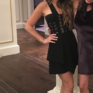 Versace Black and gold hardware corset mini dress